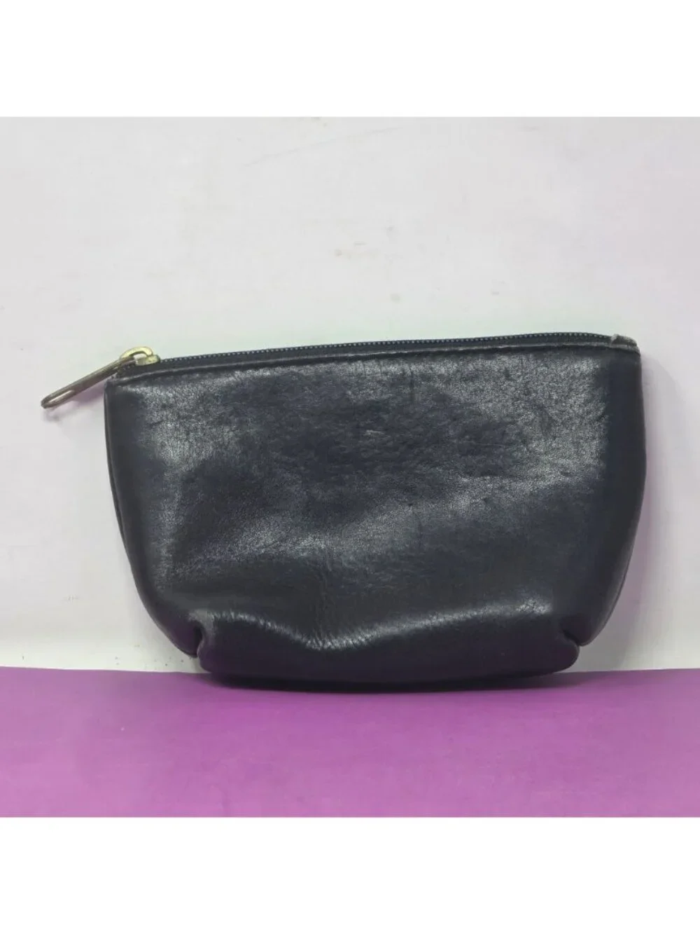 Vintage Hobo International Black Leather Zippered‎ Pouch Made In Colombia